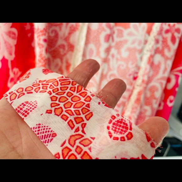 Boho Anthropologie “In Bloom” Silk Sheer Red & Pink🌺Floral & Lace Robe w/Belt - Picture 11 of 16